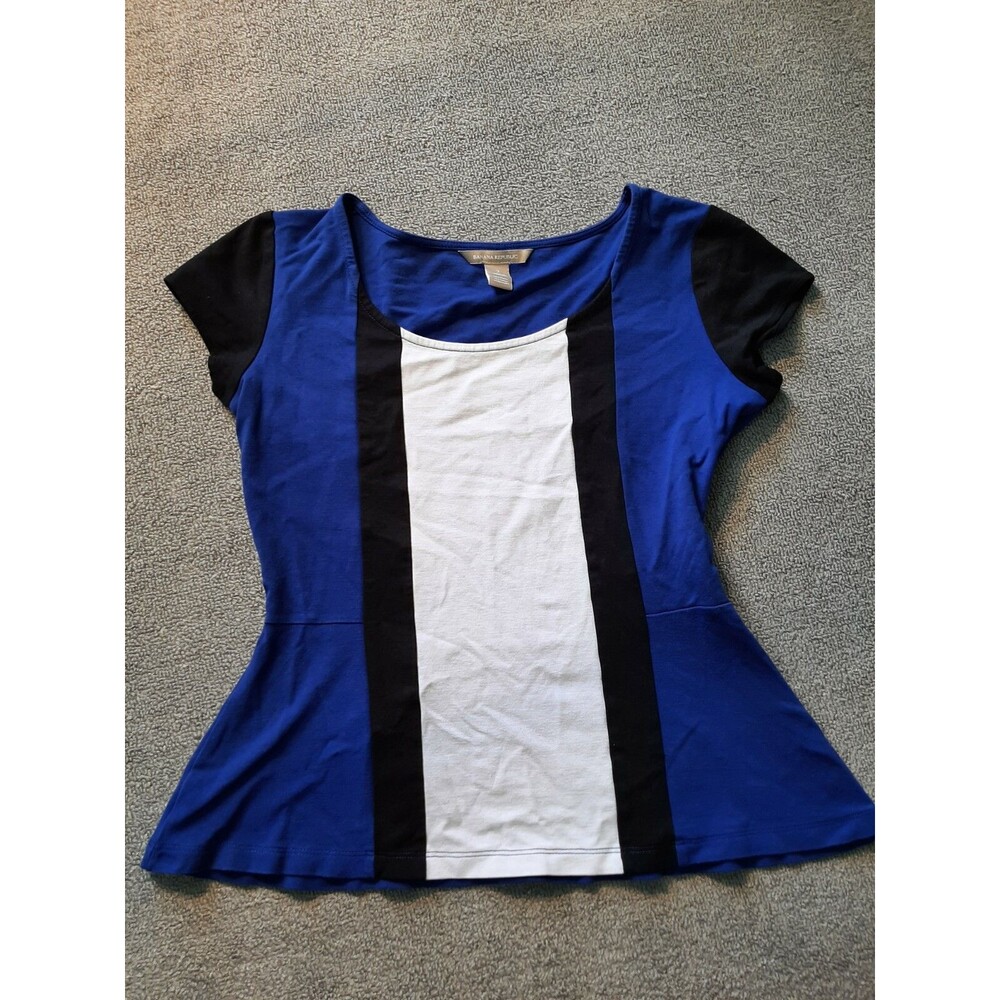 Banana Republic Size 2 Short Sleeve Top Blue Womens Shirt